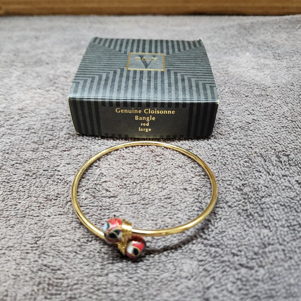 Vintage Avon red large Cloisonne bangle bracelet b34